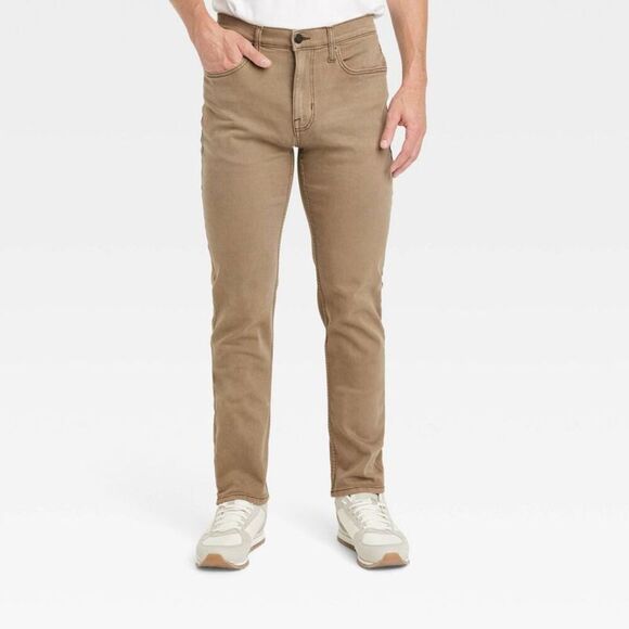 Goodfellow & Co -  Men's Mid Rise Slim Fit Full Jeans Beige - Picture 1 of 3